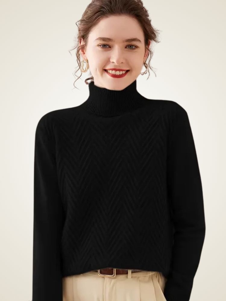 Astrid - Chevron Cashmere Turtleneck