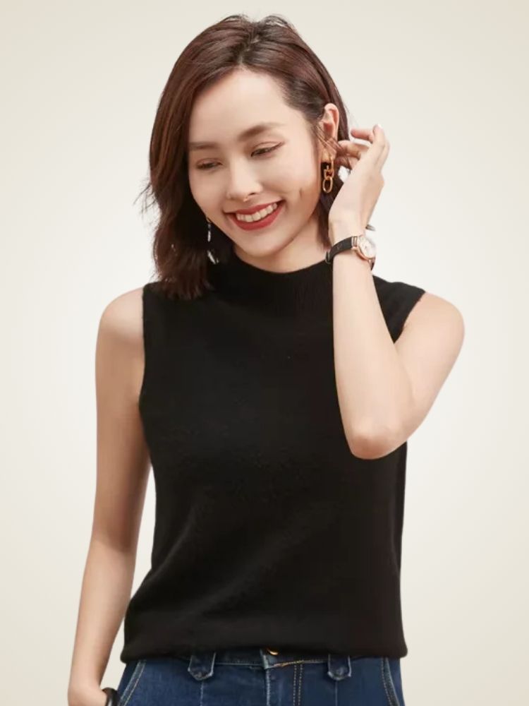 Oriana - Mock Neck Cashmere Vest