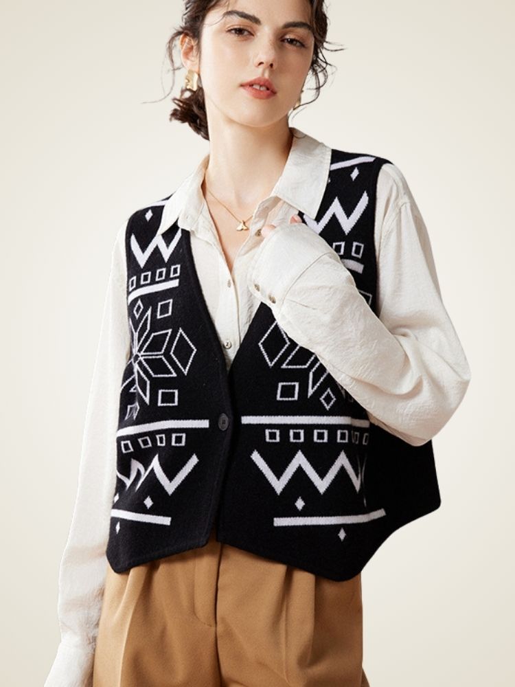 Janae - Graphic Cashmere Vest