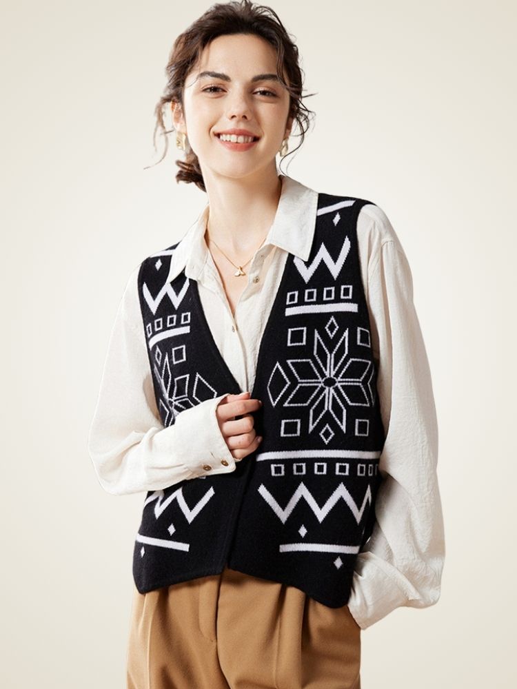 Janae - Graphic Cashmere Vest