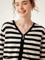 Edelina - Striped Zip-Up Cashmere Cardigan
