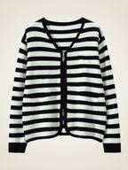 Edelina - Striped Zip-Up Cashmere Cardigan