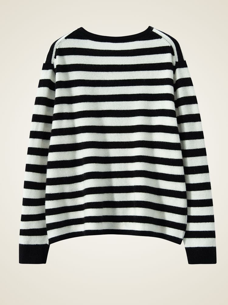 Edelina - Striped Zip-Up Cashmere Cardigan
