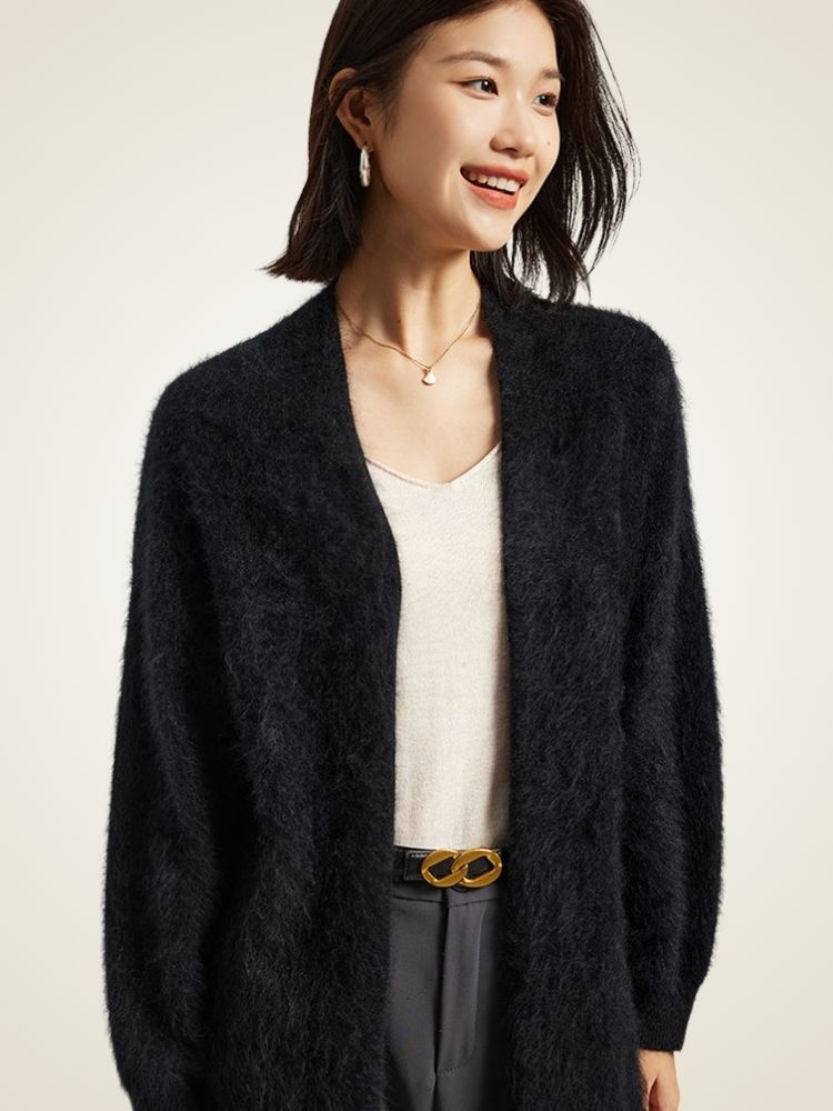 Jisel - Long Brushed Cashmere Cardigan