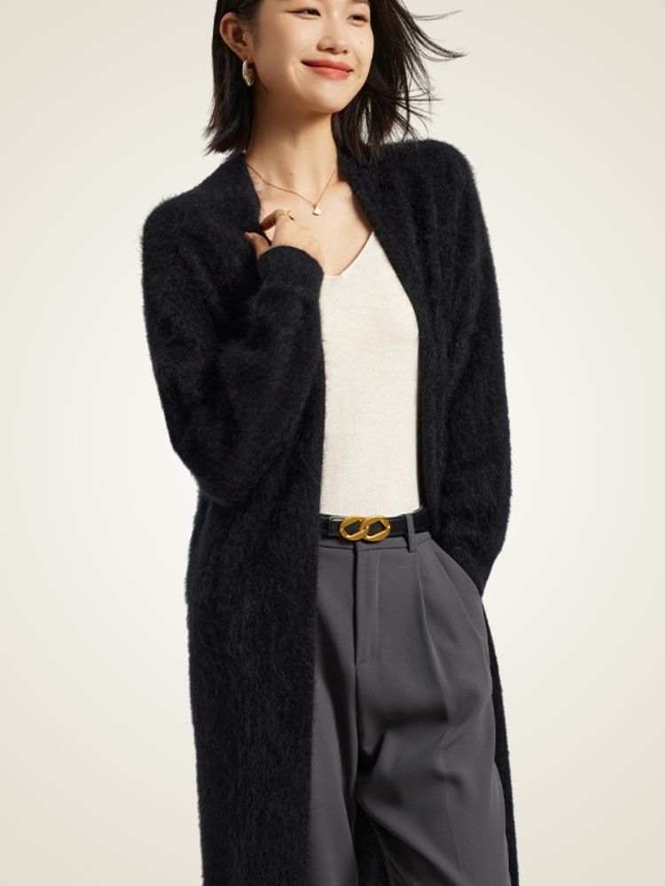 Jisel - Long Brushed Cashmere Cardigan