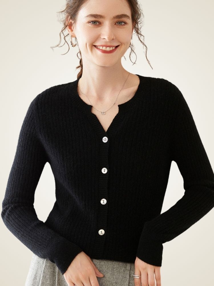 Delphie - Ribbed Cashmere Cardigan