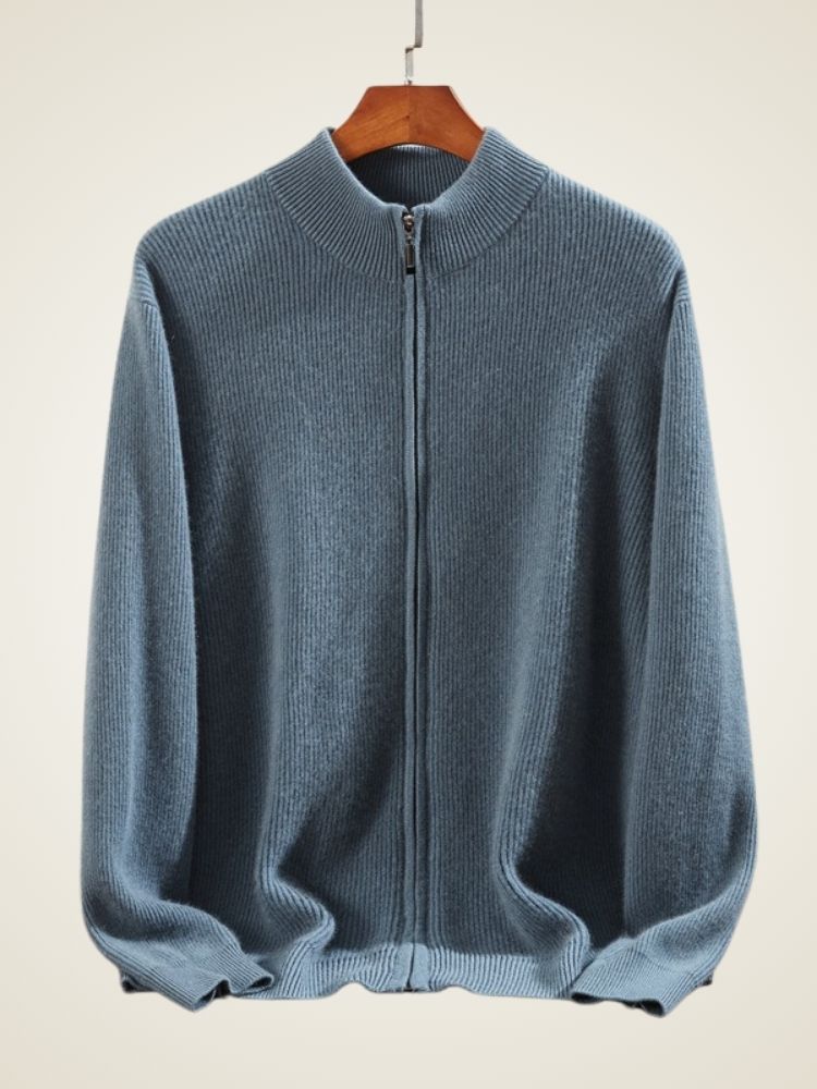 Preston - Ribbed Cashmere Zip-Up Cardigan