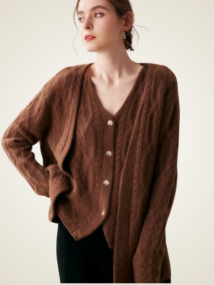 Blair - Two Piece Cable Knit Cashmere Cardigan