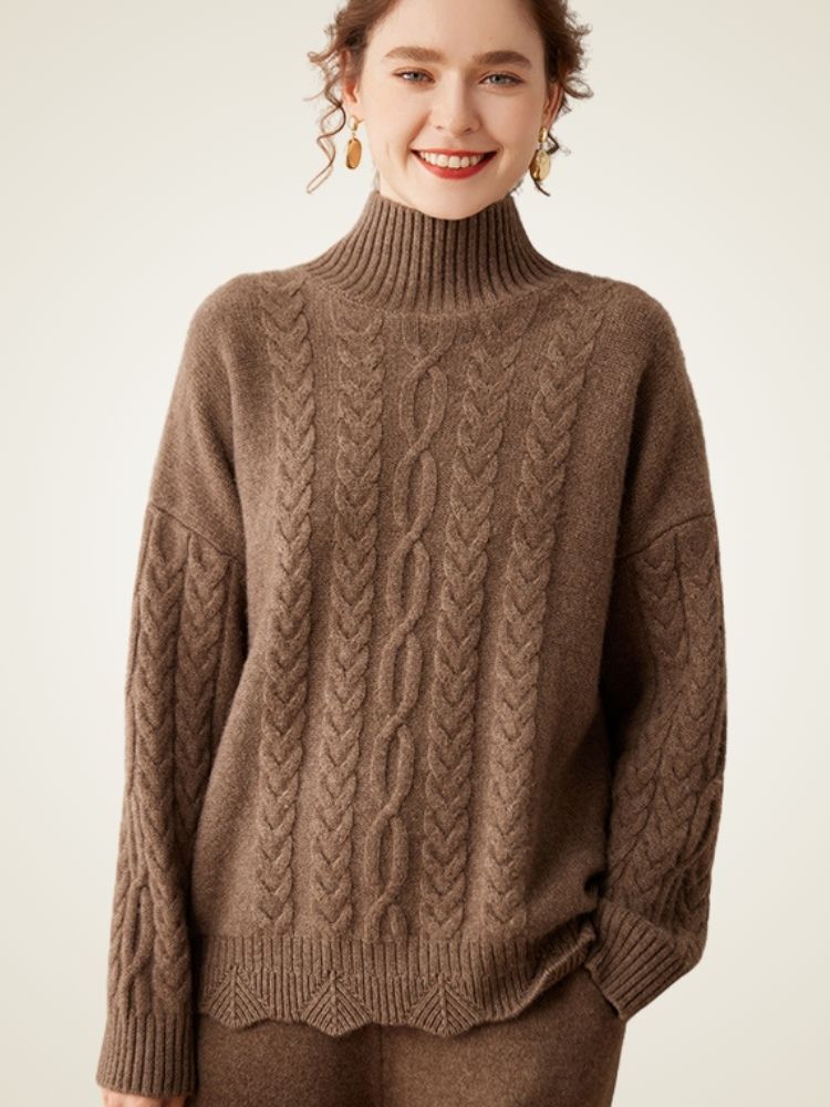 Odessa - Cable-Knit Cashmere Turtleneck