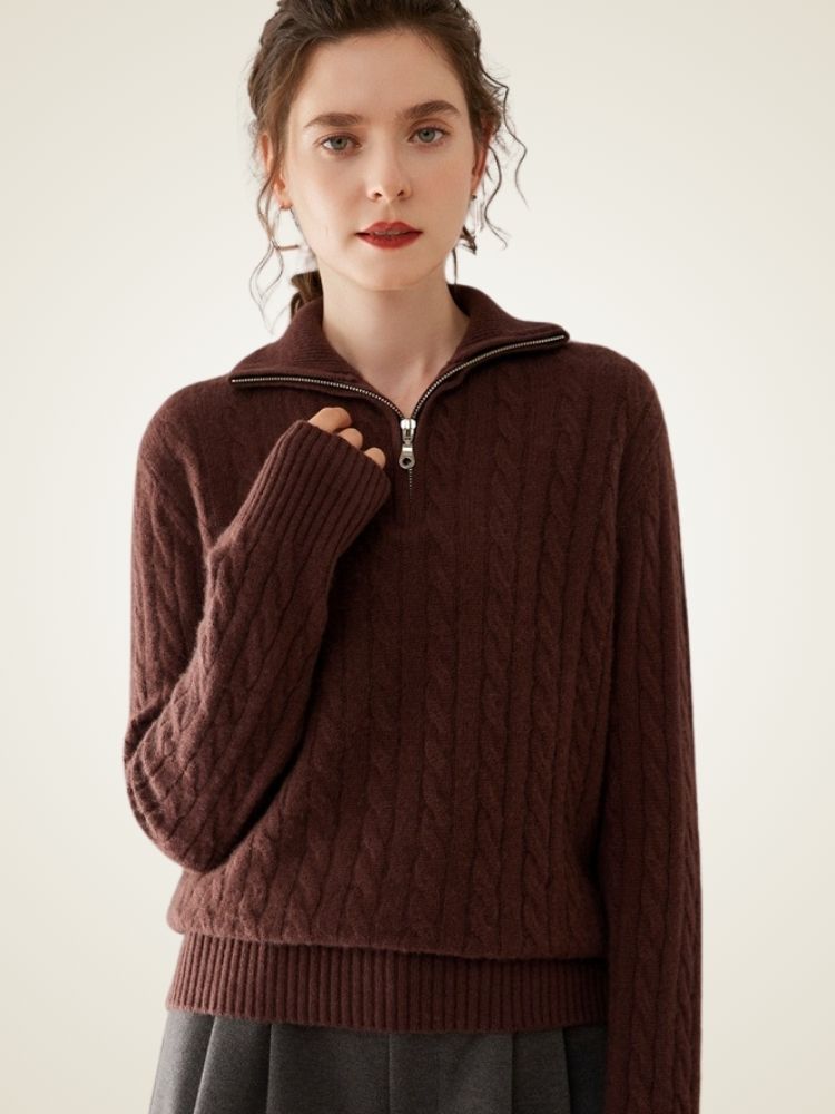 Milana - Half-Zip Cashmere Sweater