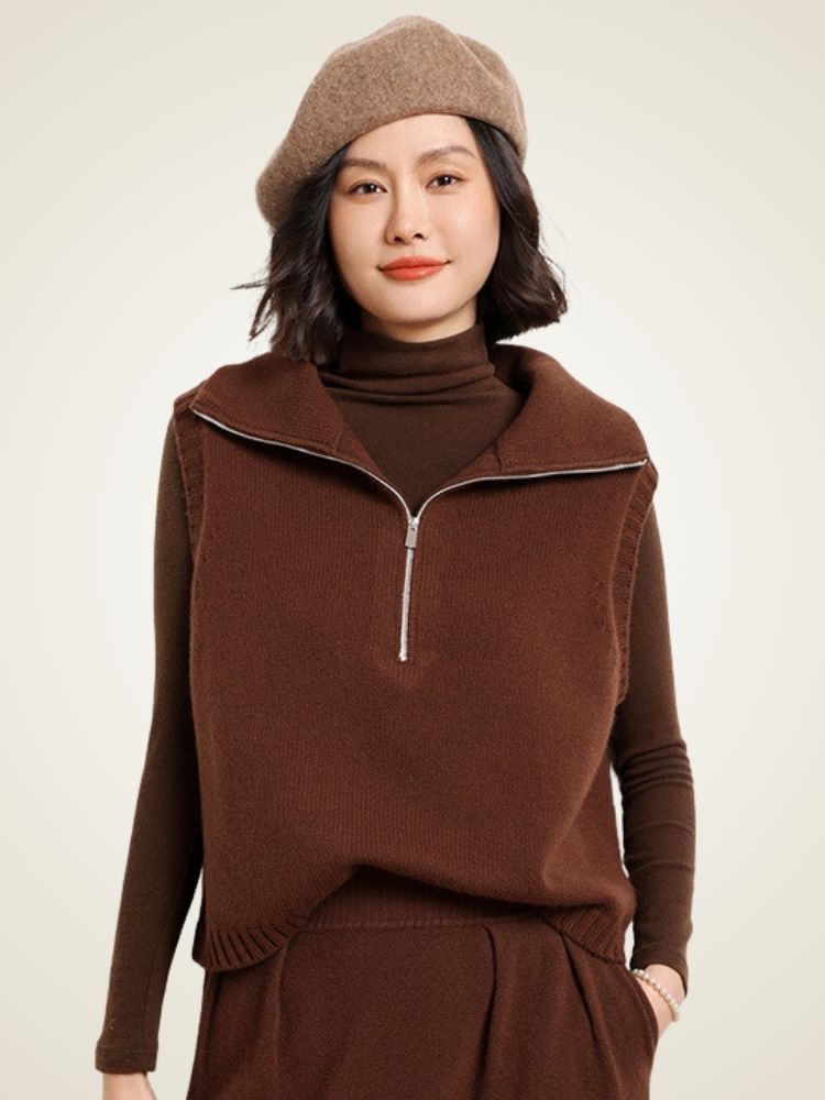 Adara - Half-Zip Cashmere Vest
