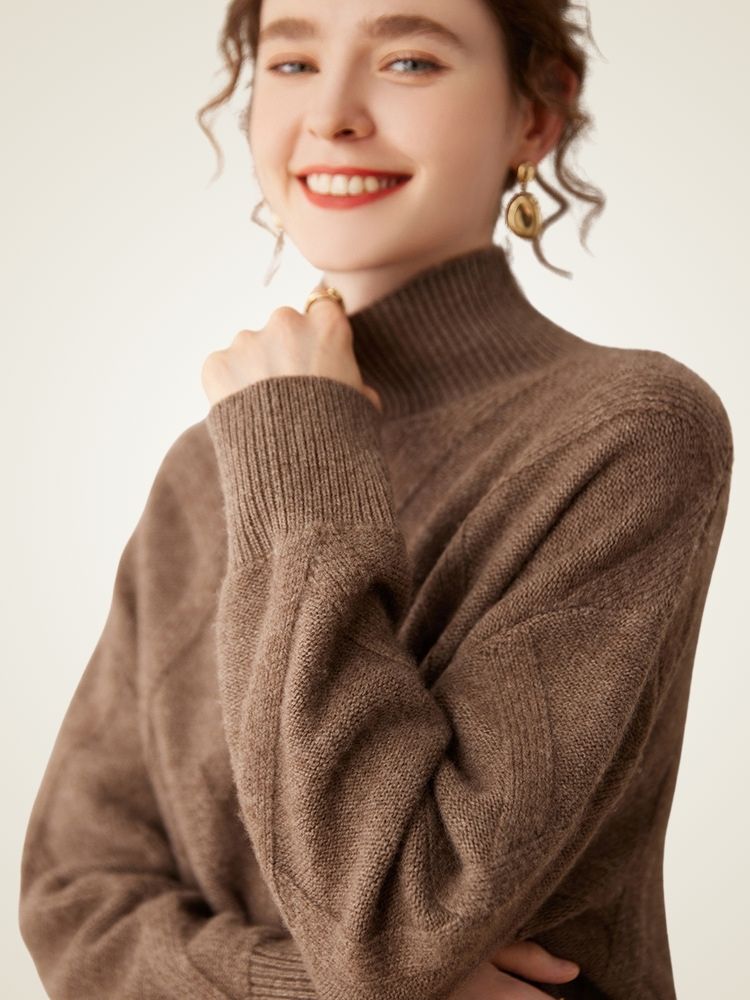 Nerina - Diamond Knit Cashmere Turtleneck