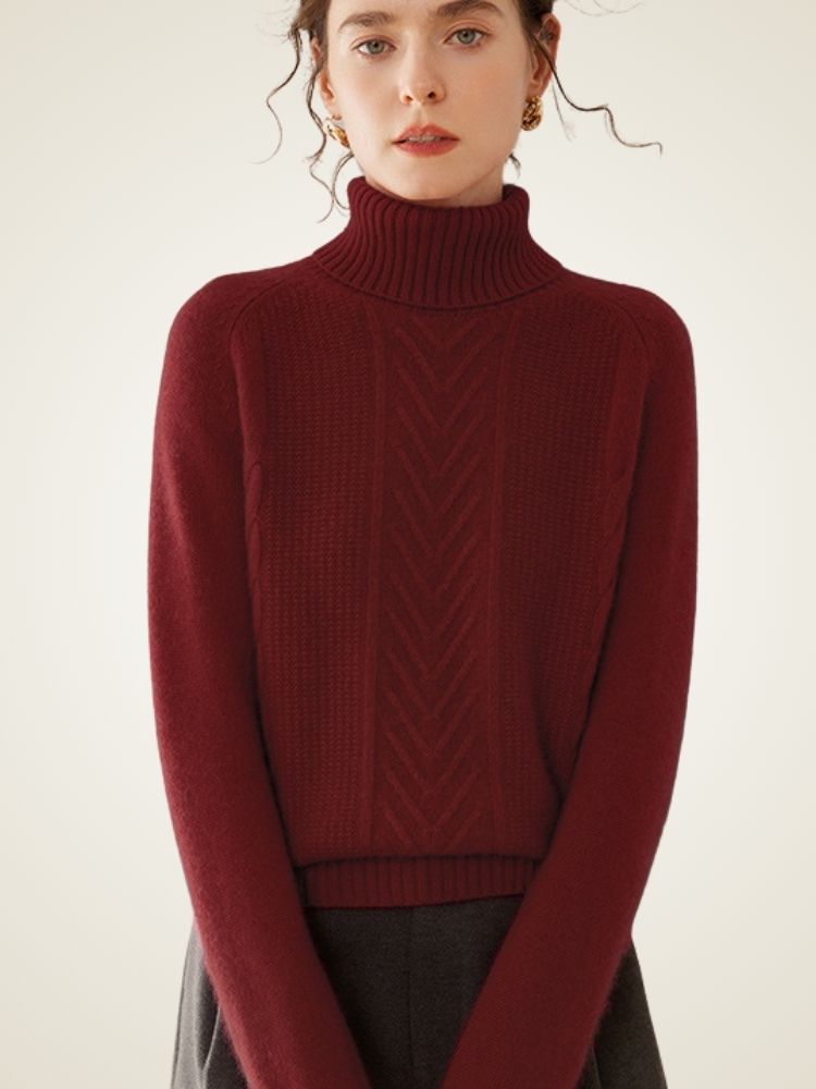 Lucinda - Textured Cashmere Turtleneck