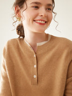 Zephara - Classic Cashmere Henley Sweater