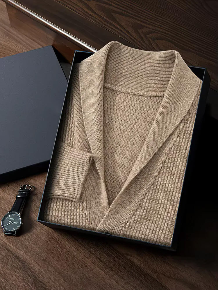 Andy - Textured Shawl Collar Cashmere Cardigan