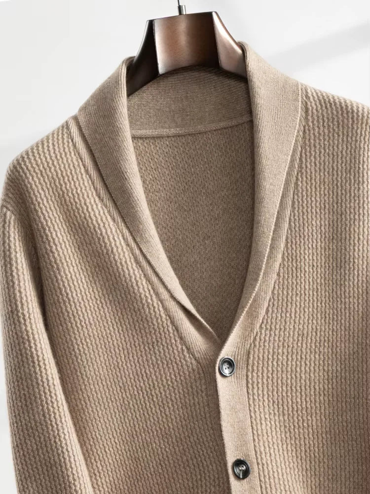 Andy - Textured Shawl Collar Cashmere Cardigan