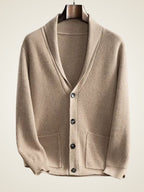Andy - Textured Shawl Collar Cashmere Cardigan