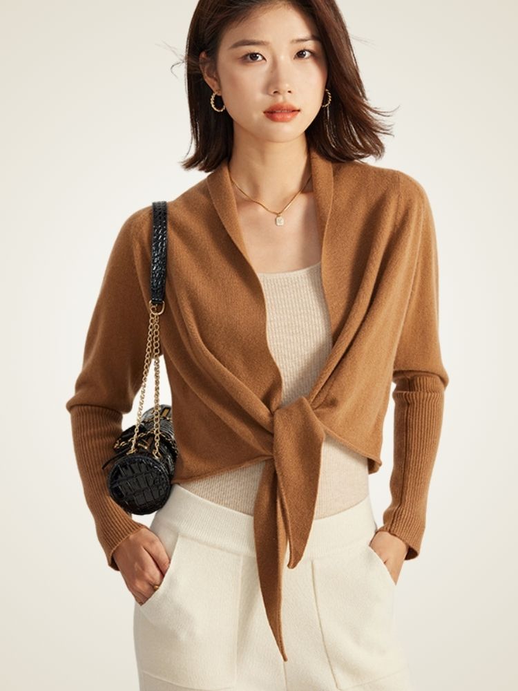 Abilene - Tie-Waist Cashmere Wrap Cardigan