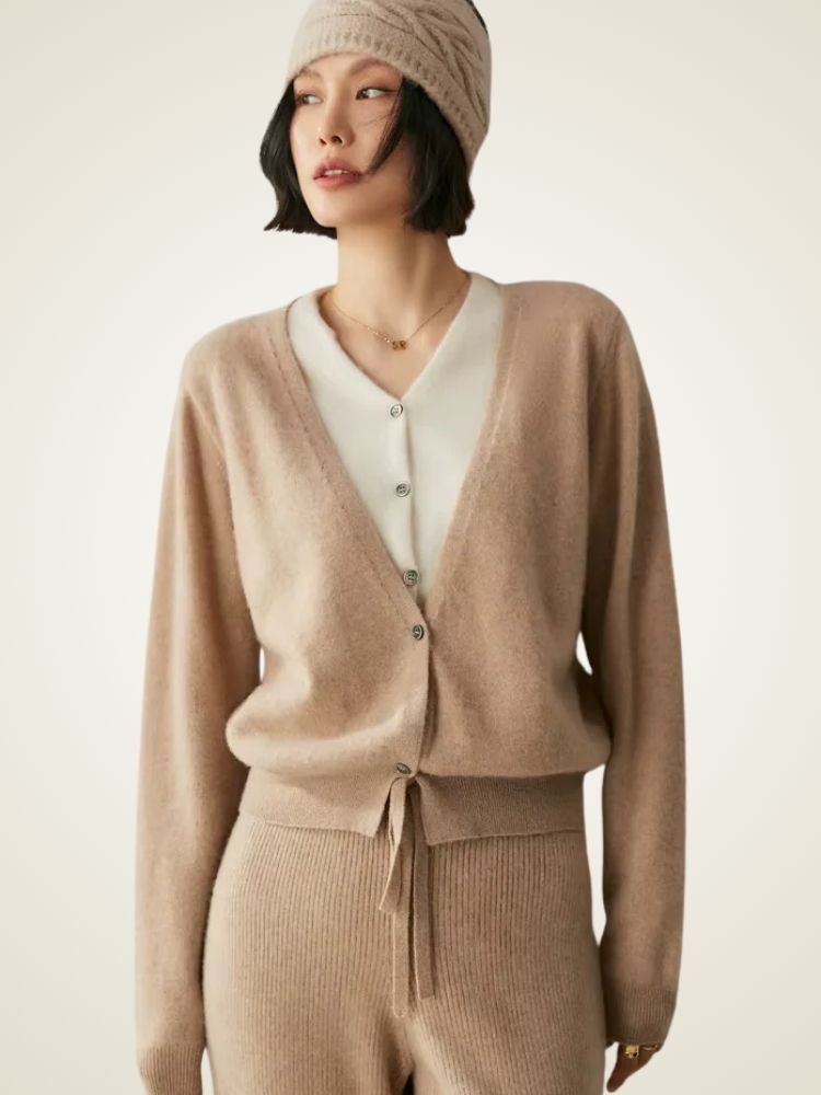Riley - Two-Tone Cashmere Cardigan