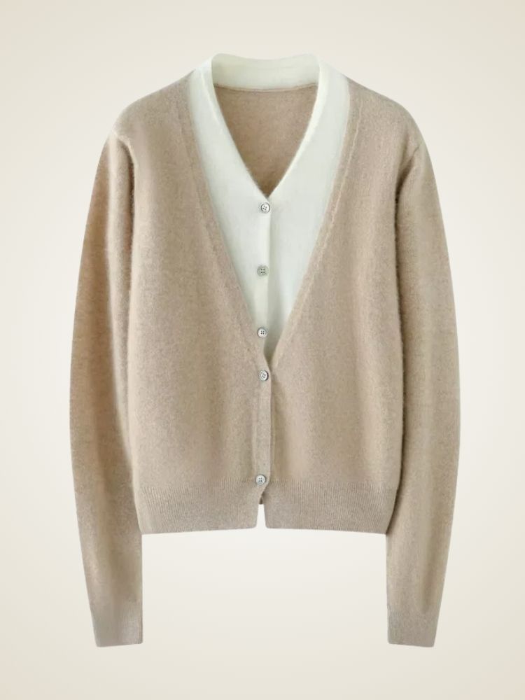 Riley - Two-Tone Cashmere Cardigan