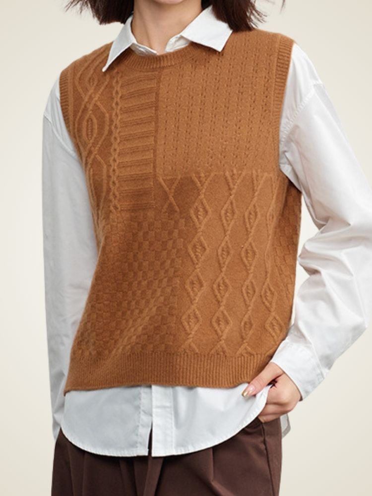 Alessia -  Round Neck Sweater Vest