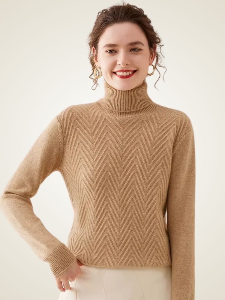 Astrid - Chevron Cashmere Turtleneck