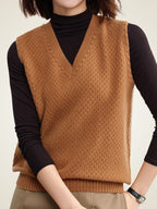 Iona - Textured Cashmere V-Neck Vest