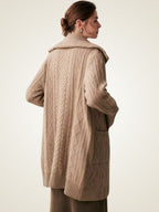 Paige - Collared Cable Knit Cashmere Cardigan
