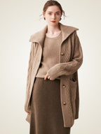 Paige - Collared Cable Knit Cashmere Cardigan