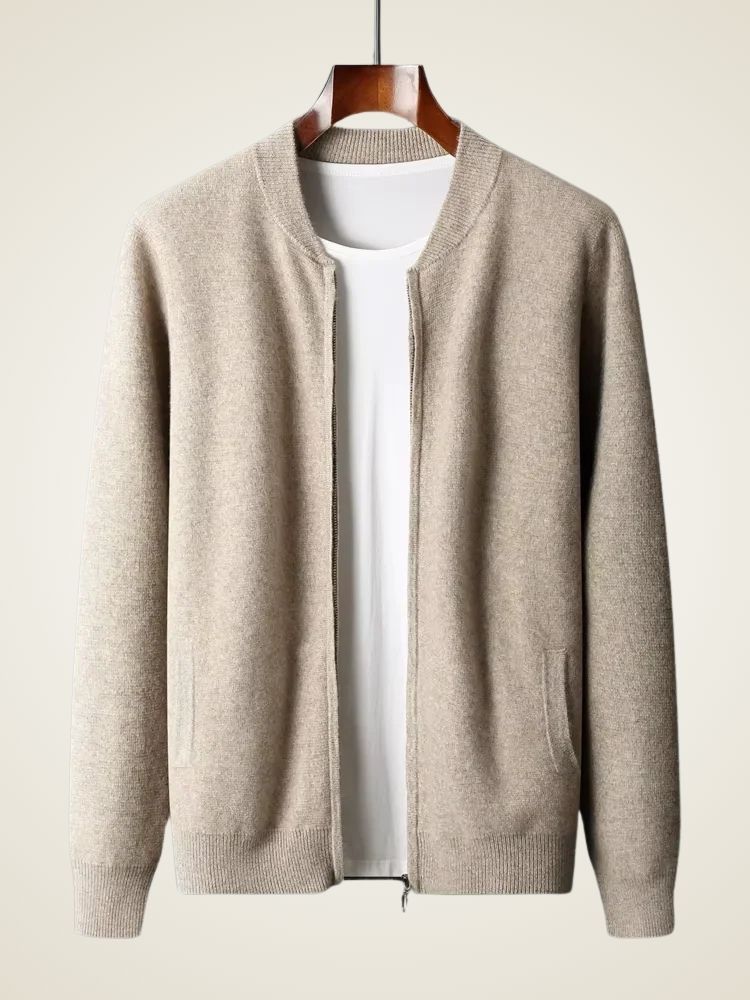 Cooper - Bomber Collar Cashmere Cardigan