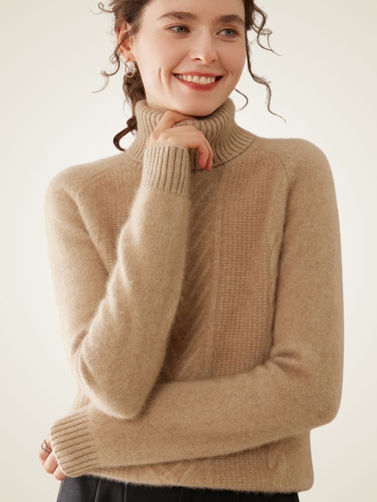 Lucinda - Textured Cashmere Turtleneck