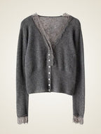 Brooke - Lace Collar Cashmere Cardigan
