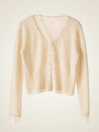 Brooke - Lace Collar Cashmere Cardigan