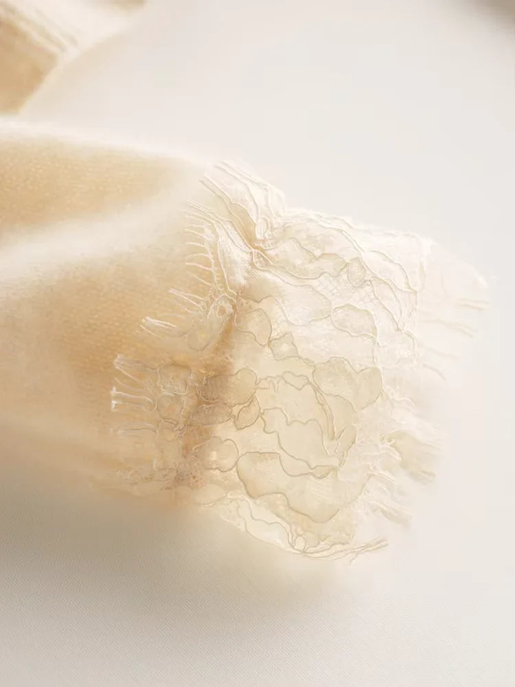 Brooke - Lace Collar Cashmere Cardigan