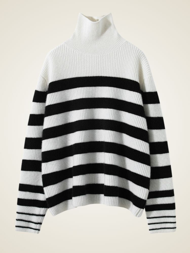 Kyla - Striped Cashmere Turtleneck YT311