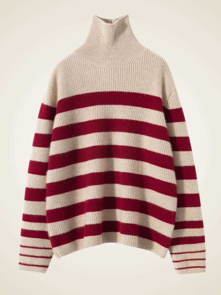 Kyla - Striped Cashmere Turtleneck YT311