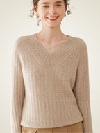 Iliviana - Cable Knit V-Neck Pullover