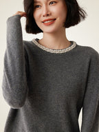 Kassindra - Pearl Collar Cashmere Sweater