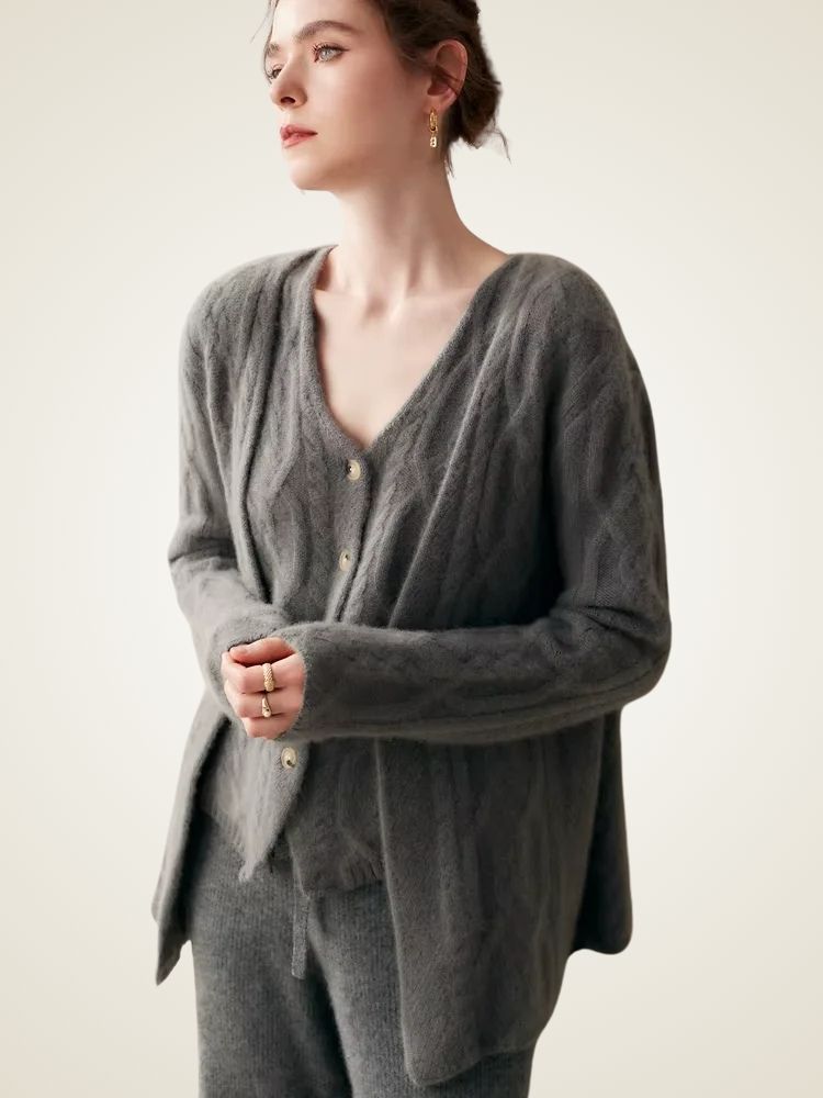 Blair - Two Piece Cable Knit Cashmere Cardigan