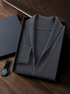 Andy - Textured Shawl Collar Cashmere Cardigan