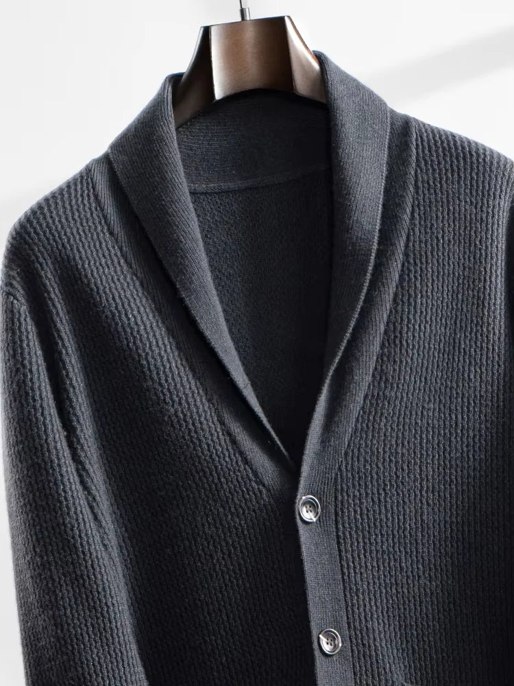 Andy - Textured Shawl Collar Cashmere Cardigan