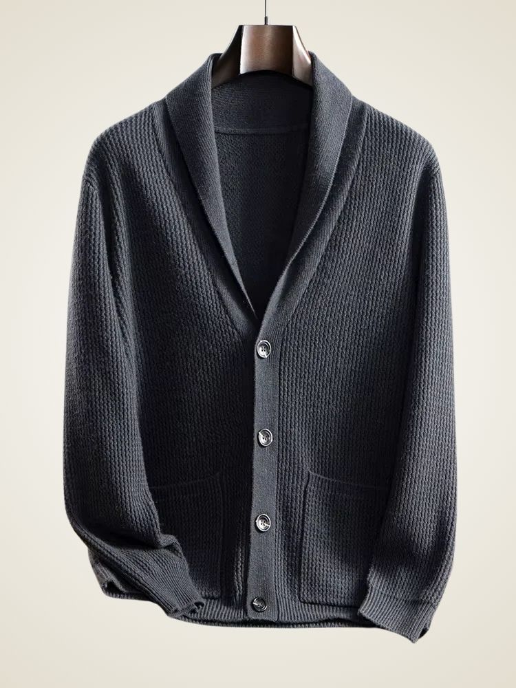 Andy - Textured Shawl Collar Cashmere Cardigan