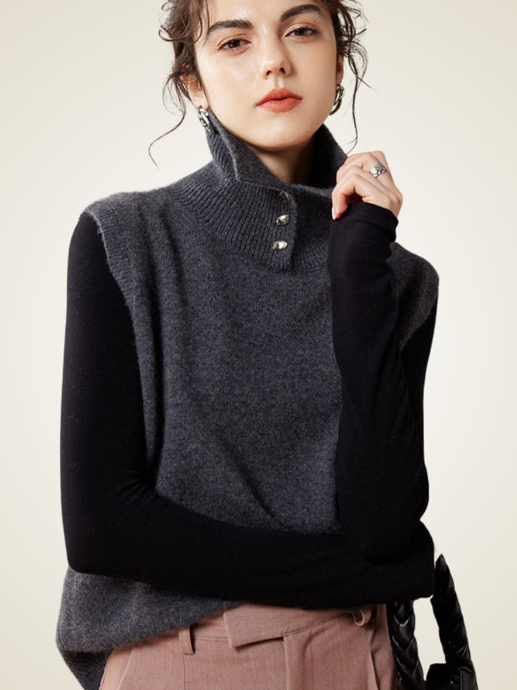 Isela - Cashmere Collared Vest