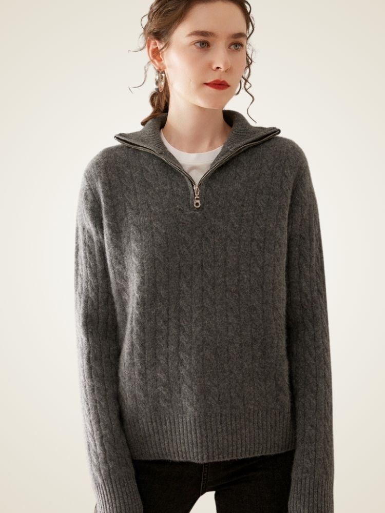 Milana - Half-Zip Cashmere Sweater