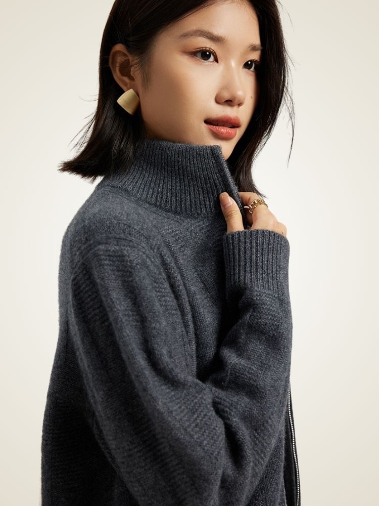 Vala - Zip-Up Cashmere Cardigan