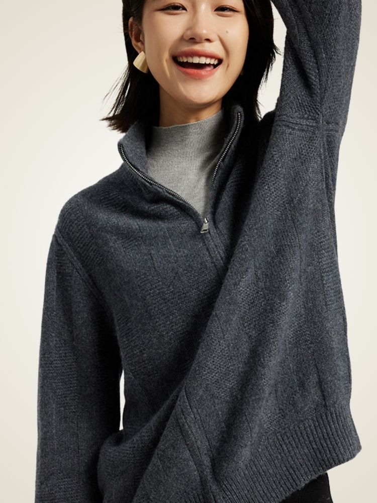 Vala - Zip-Up Cashmere Cardigan