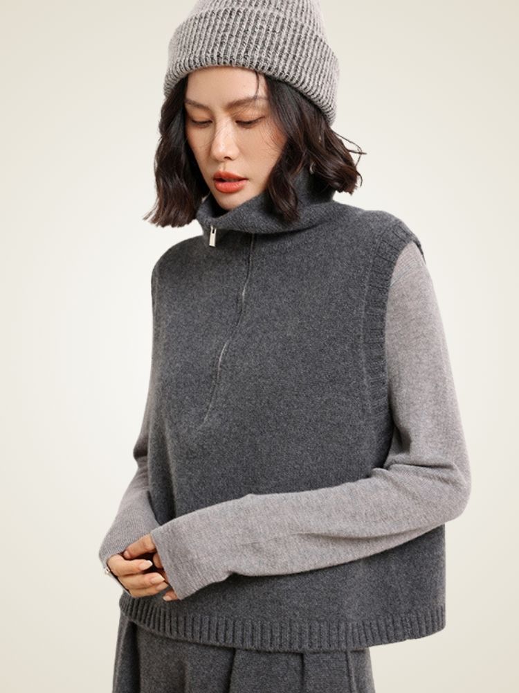Adara - Half-Zip Cashmere Vest