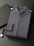 Carter - Tricolore Cashmere Zip Up Cardigan