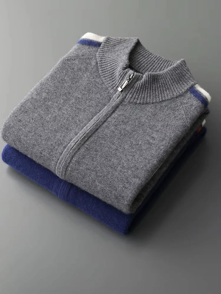 Carter - Tricolore Cashmere Zip Up Cardigan