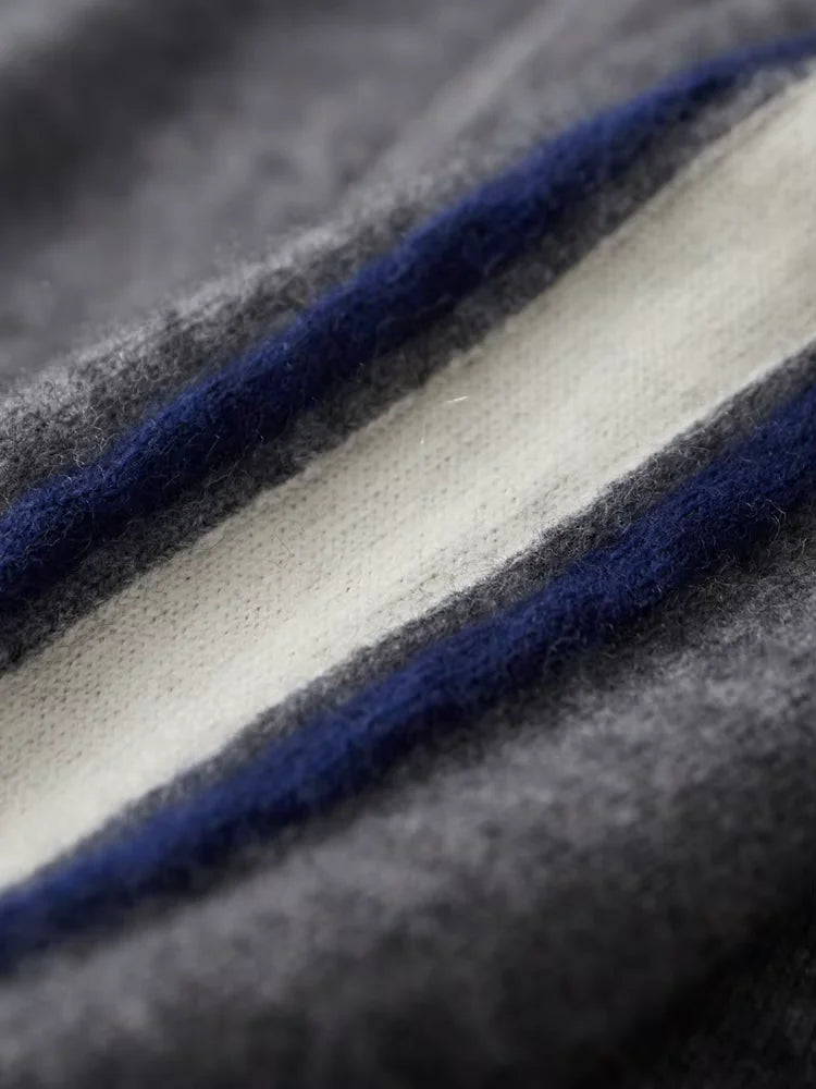 Carter - Tricolore Cashmere Zip Up Cardigan